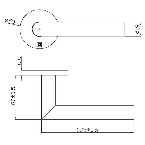 Béquille double sur rosace slim JADE série SL01 - Inox poli - Bec de cane - 19MM