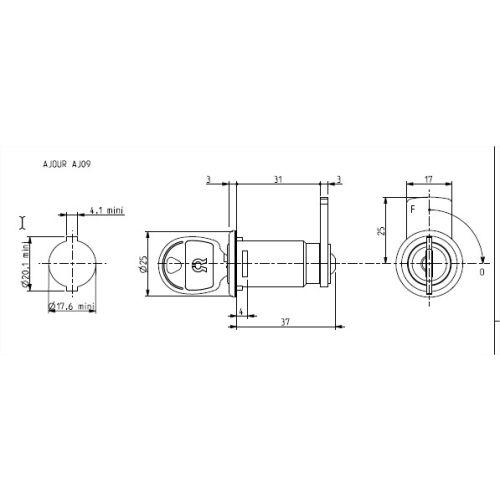 Serrure longue RENZ pour boîtes aux lettres modèle 624007002