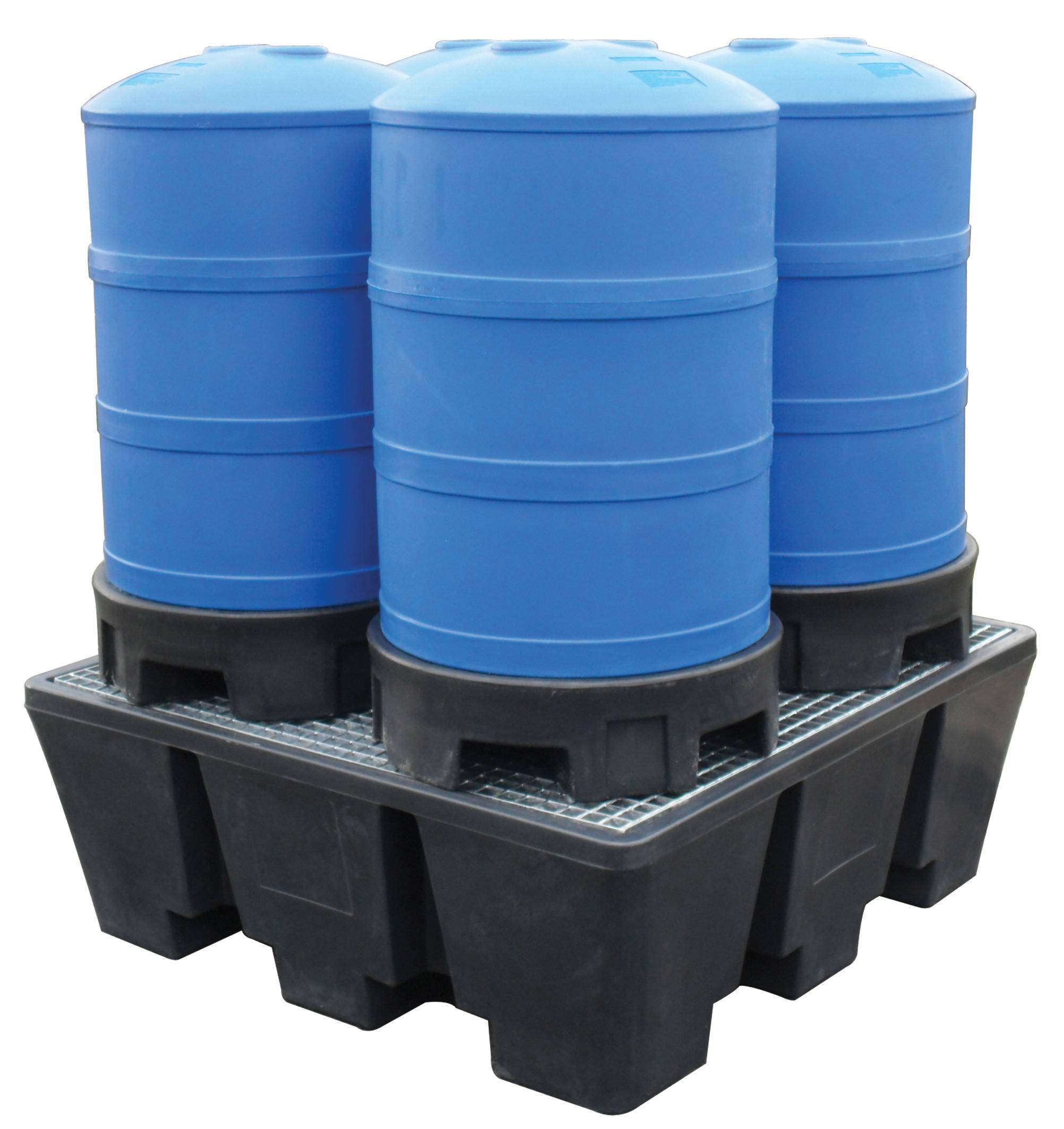 BAC DE RETENTION EN POLYETHYLENE HAUTE DENSITE AVEC CAILLEBOTIS ACIER