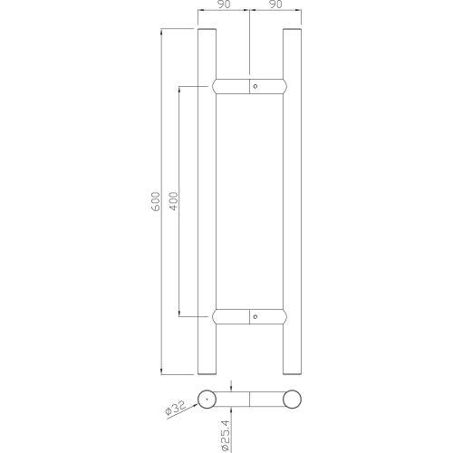 HERACLES B-INOX-PT003 poignée de tirage série 5210 32 x 300 mm inox brossé JADE