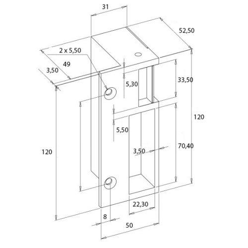 HERACLES PCA-10171D gâche en applique à rupture droite 120 mm 12 V DC+ Varis