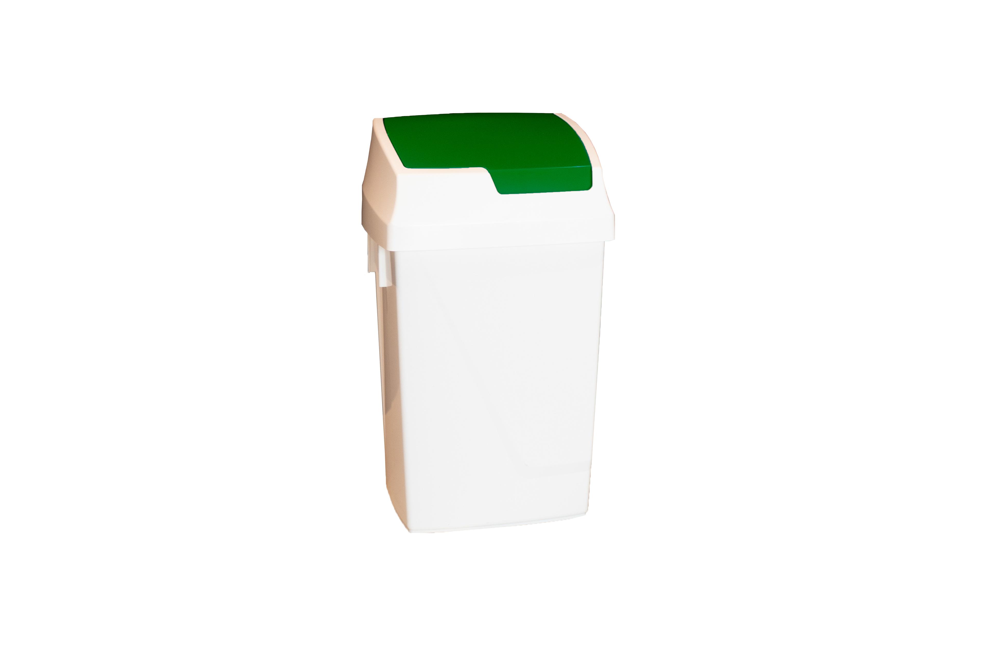 POUBELLE A COUVERCLE BASCULANT COPRS BLANC/COUVERCLE VERT