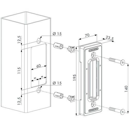 Gâche de serrure pour portail coulissant alu - LOCINOX P00006976