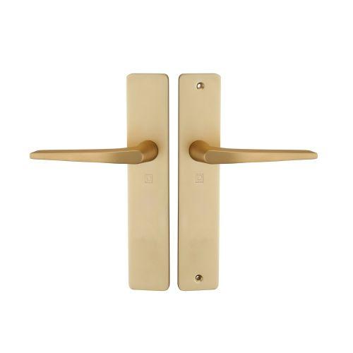 Ensemble double bequille sur plaque HIONNA - Aluminium - Champagne - Bec de cane