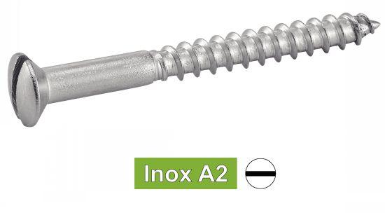 Vis bois tête fraisée bombée fendue INOX A2 - DIN95