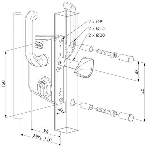 Serrure LS type industriel pour portail coulissant - LOCINOX