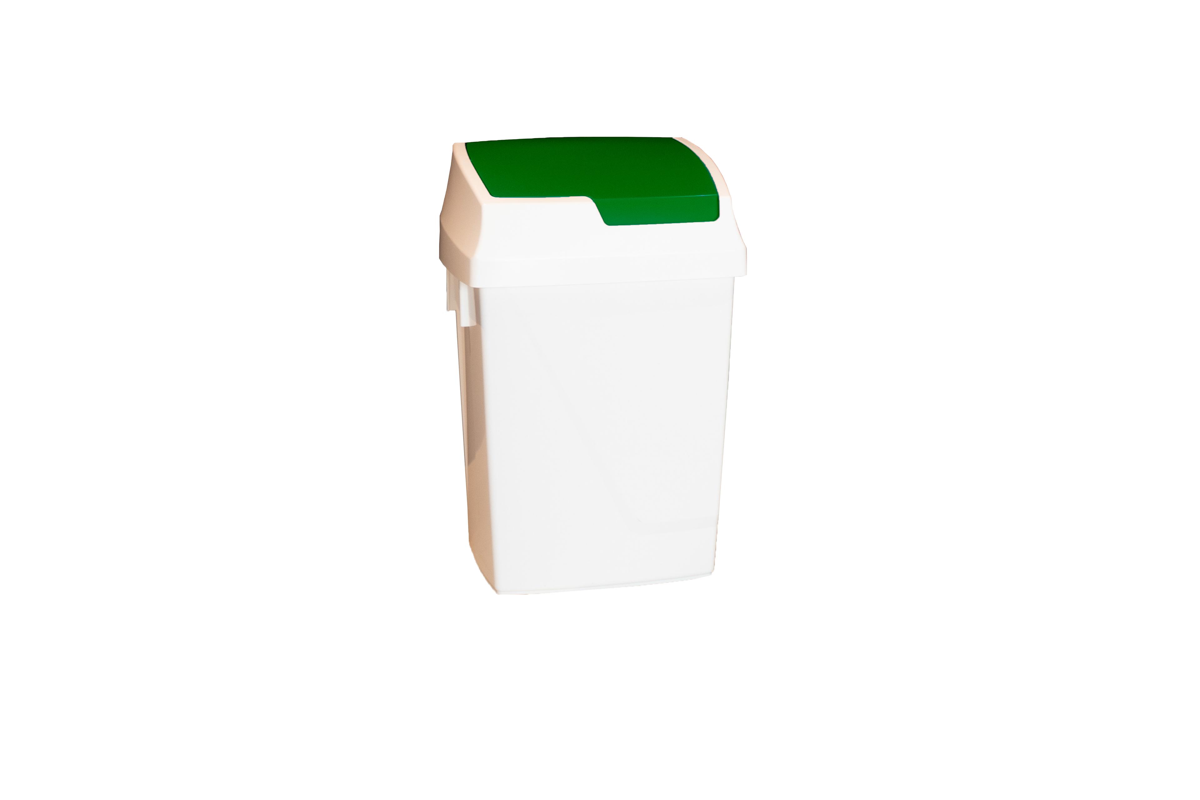 POUBELLE A COUVERCLE BASCULANT COPRS BLANC/COUVERCLE VERT