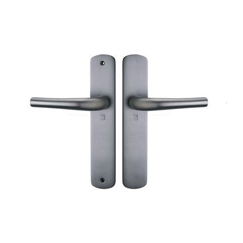 Ensemble double bequille sur plaque SALOME - Alu. - Gris - Bec de cane - 195MM
