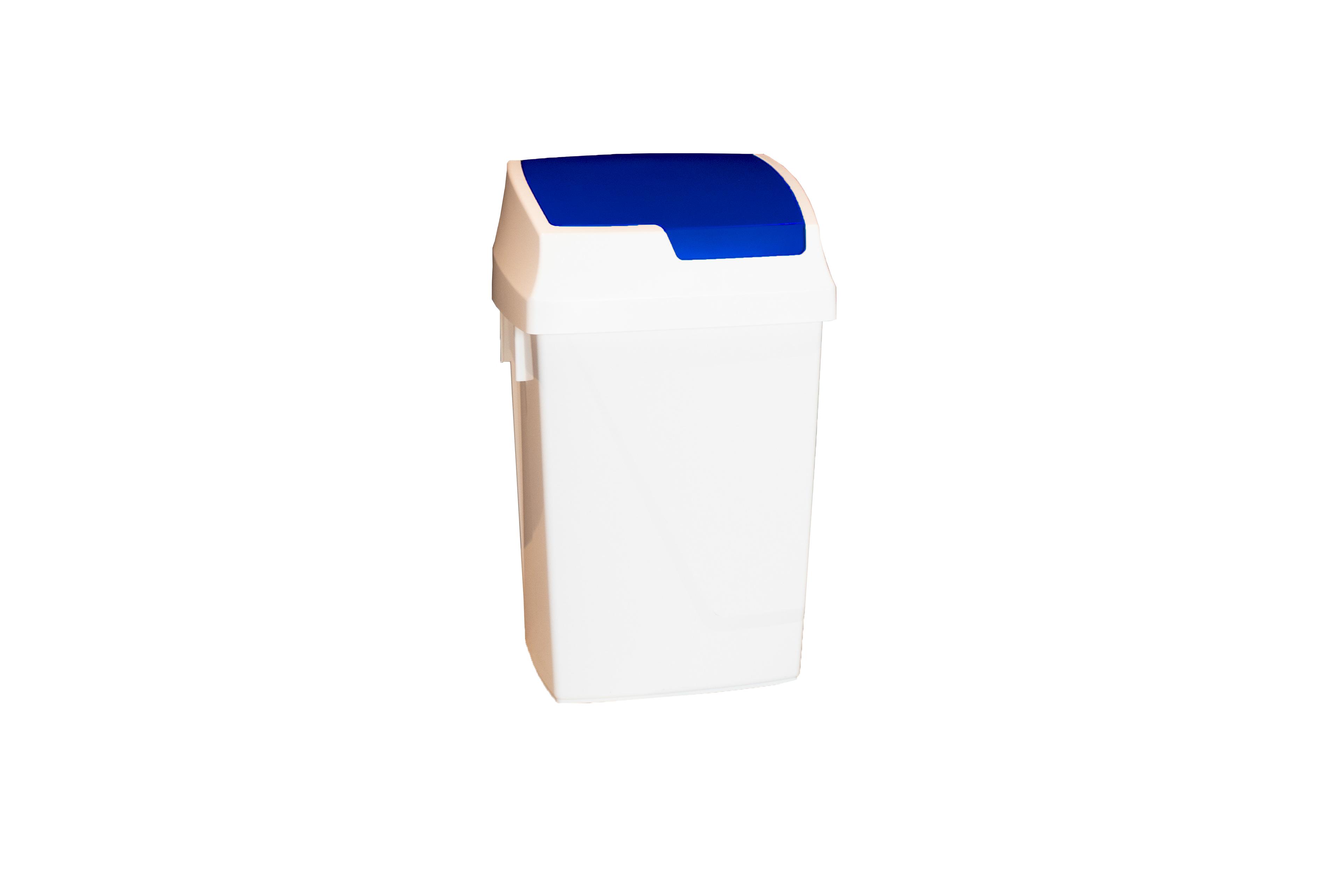 POUBELLE A COUVERCLE BASCULANT COPRS BLANC/COUVERCLE BLEU