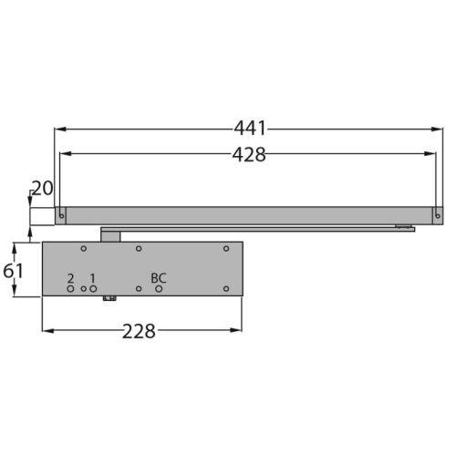 HERACLES HR340411 ferme-porte force 3 - 4 argent - plaque DIN HR340
