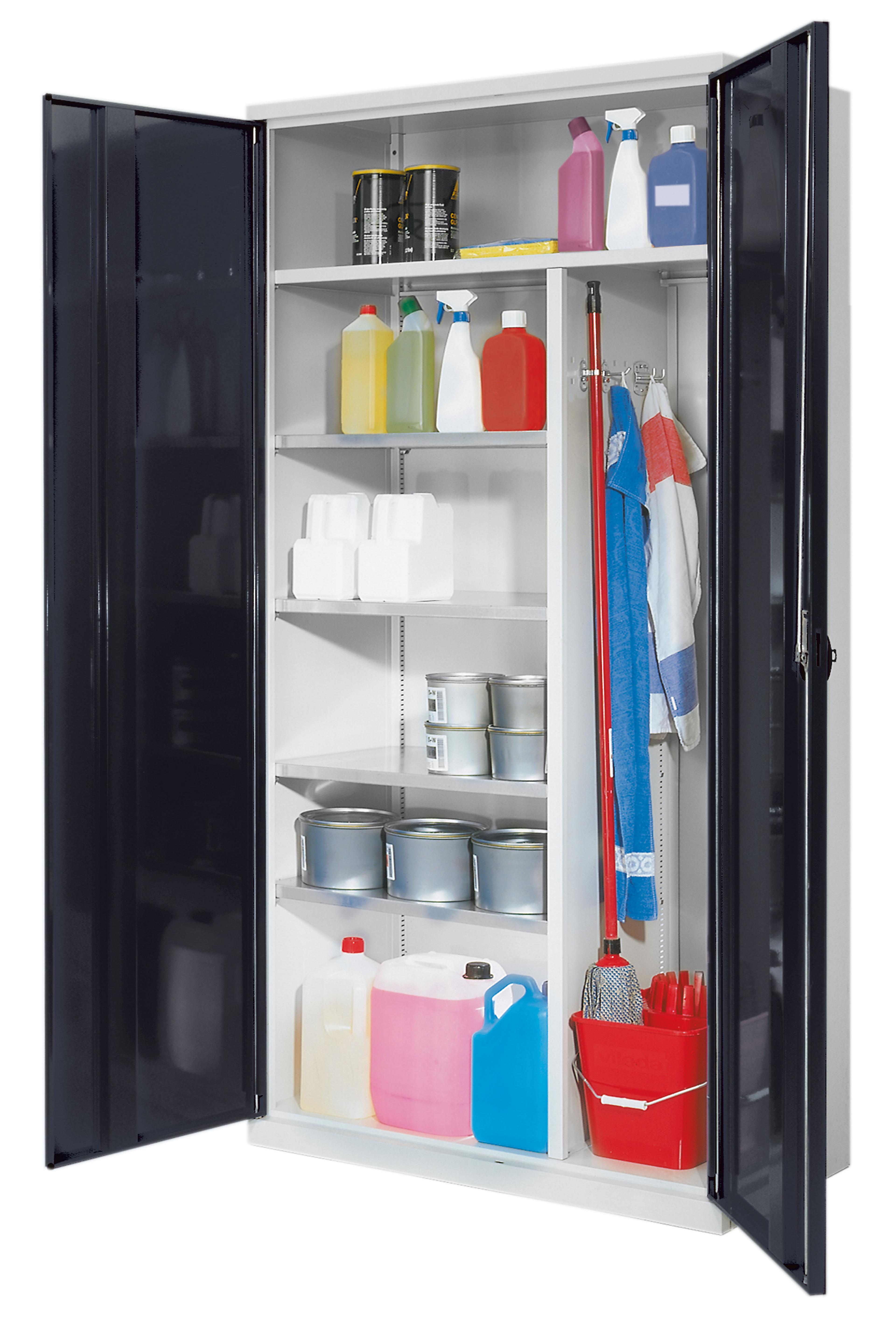 ARMOIRE D'ENTRETIEN MONOBLOC PORTES PLEINES GRIS PASTEL
