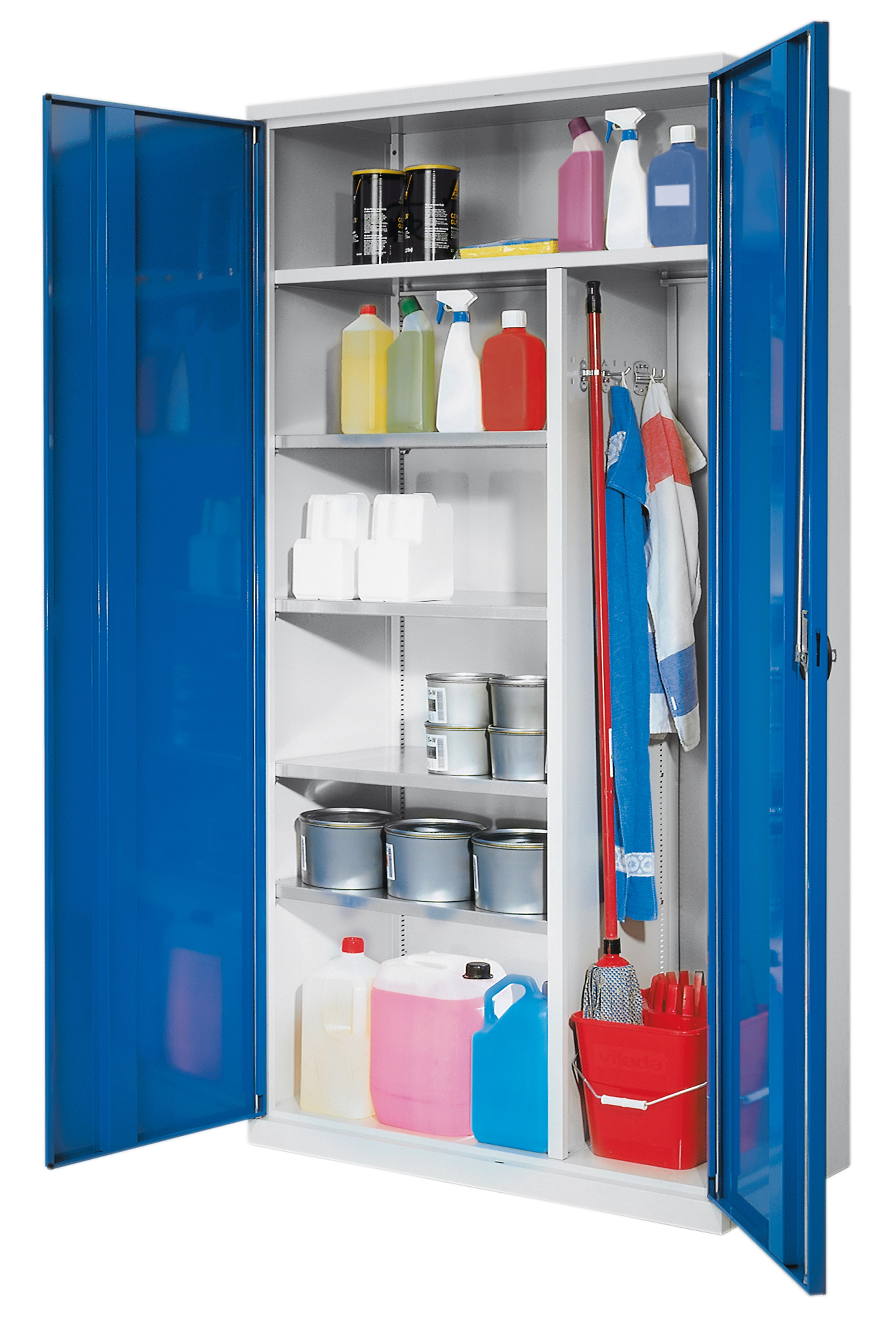 ARMOIRE D'ENTRETIEN MONOBLOC PORTES PLEINES GRIS PASTEL