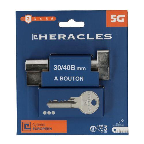 Cylindre à double entrée 5 goupilles 5G 30 x 30 mm laiton nickelé sur carte