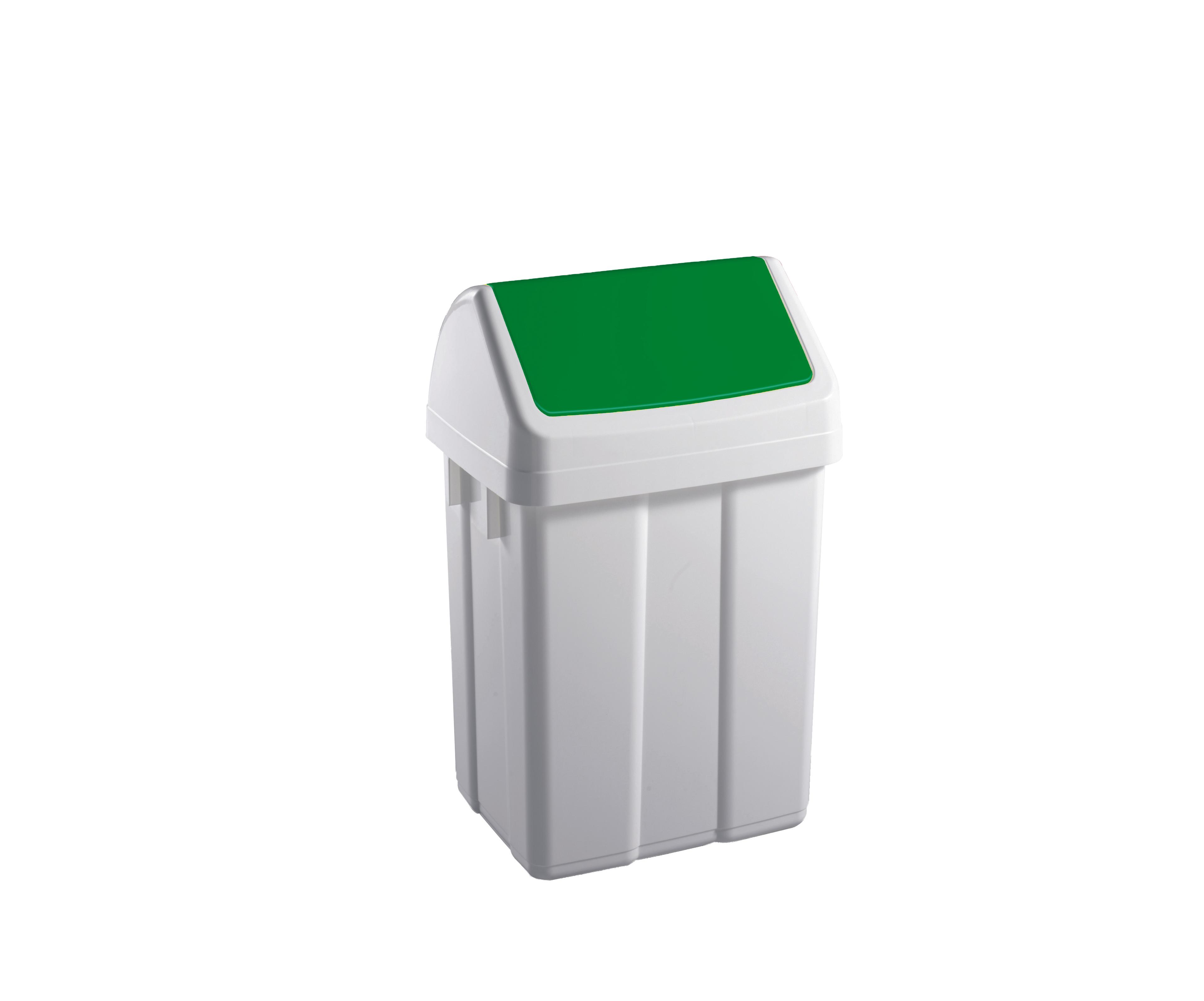 POUBELLE A COUVERCLE BASCULANT COPRS BLANC/COUVERCLE VERT