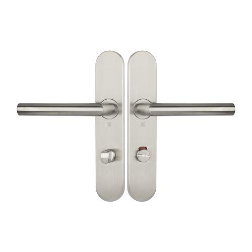 Ensemble double bequille sur plaque JADE série 1394 - voyant- inox brossé
