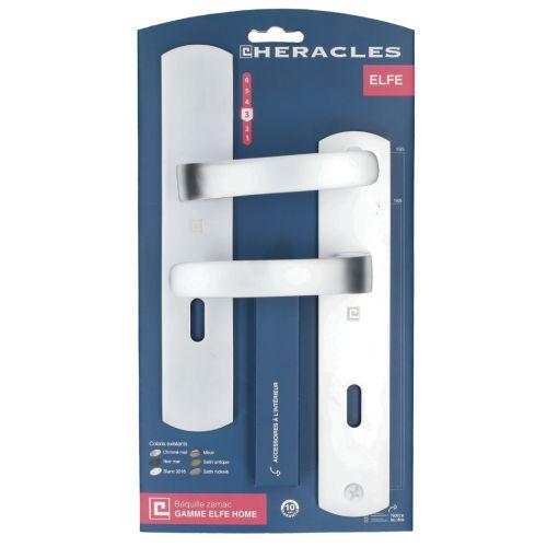 Ensemble double bequille sur plaque ELFE- Chromé mat - Clé L - 195MM