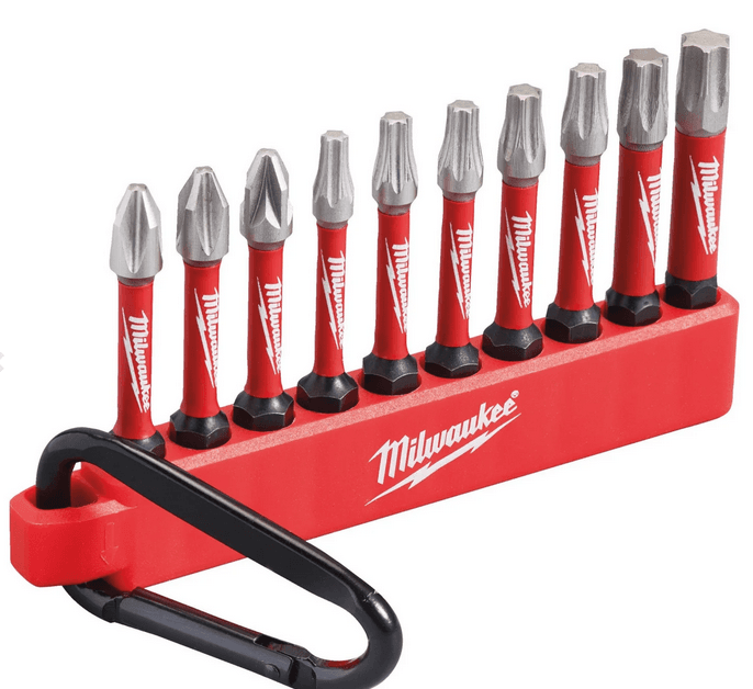 Jeu de 10 embouts SHOCKWAVE Milwaukee avec mousqueton - 4932480941