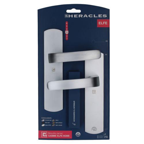 Ensemble double bequille sur plaque ELFE- Chromé mat - Bec de cane - 165MM
