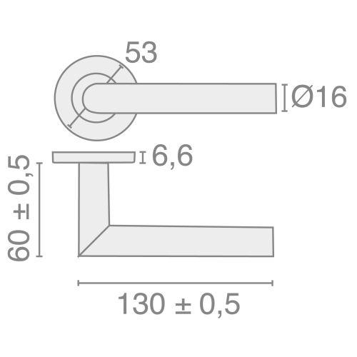 Béquille double sur rosace slim JADE série SL01 - Inox poli - Bec de cane - 16MM
