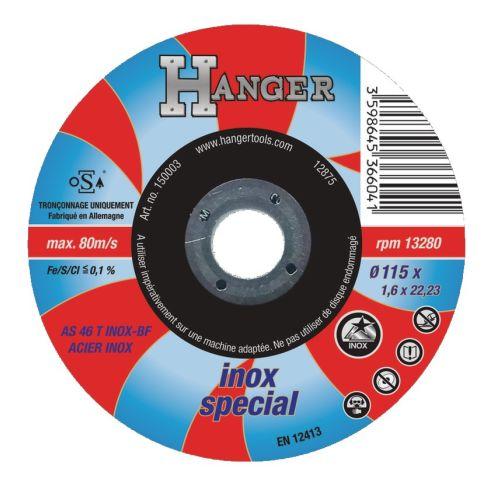 Disque à tronçonner inox 115 x 1,6 x 22,2 mm AS46 - HANGER