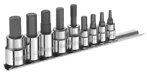 COMPO DOUILLES 1/4"",3/8"" 9 PIECES HAXAGONALES