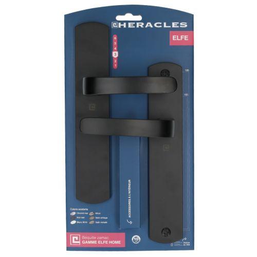 Ensemble double bequille sur plaque ELFE- Noir mat - Bec de cane - 195MM