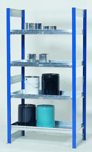 RAYONNAGE AVEC RETENTION 4 BACS ETAGERE GALVA
