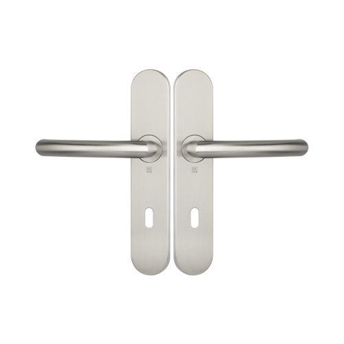 Ensemble double bequille sur plaque JADE série 1094 - Cle L - inox brossé